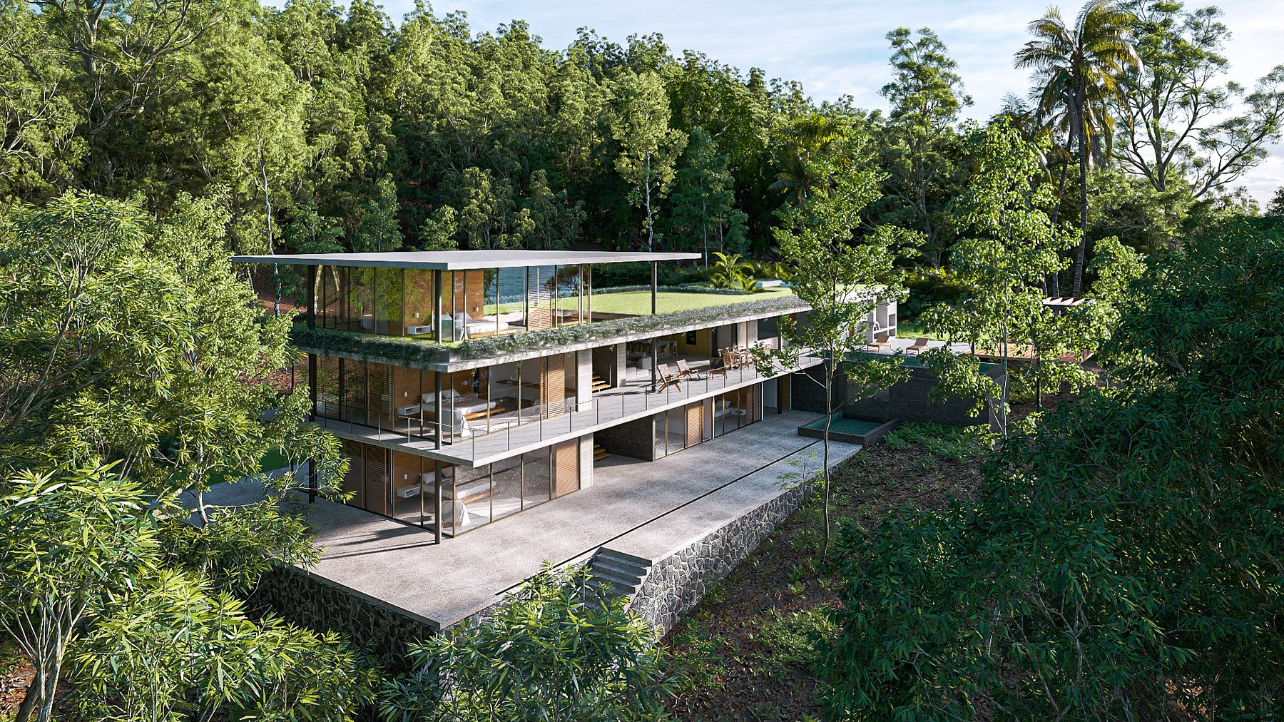 Waterfall House — residential architecture, Osa Peninsula, Costa Rica